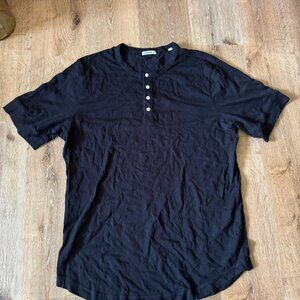 Buck Mason Black Men Henley Shirt Cotton Short Sleeve Size XL/T